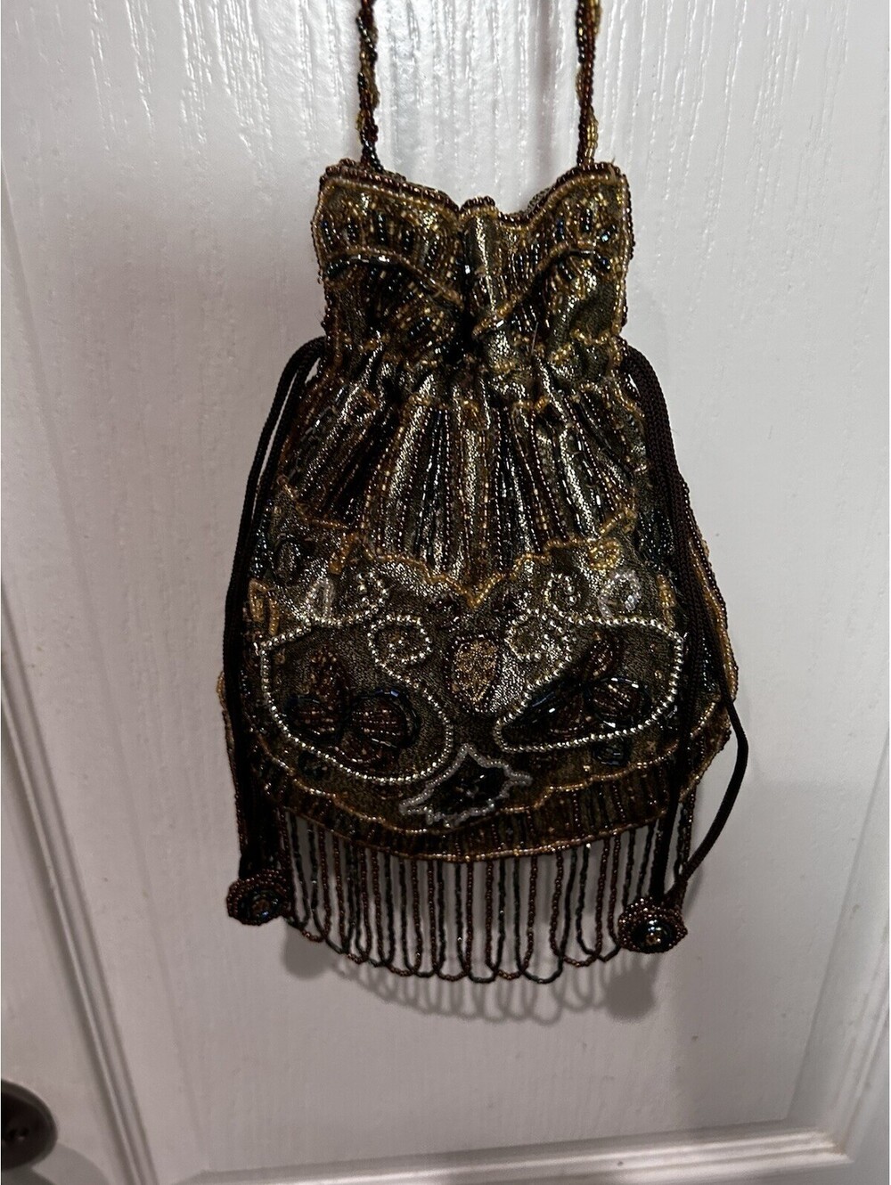 Cocoon House Vintage BEADED VICTORIAN Purse Renaissance Retro Drawstring Gothic
